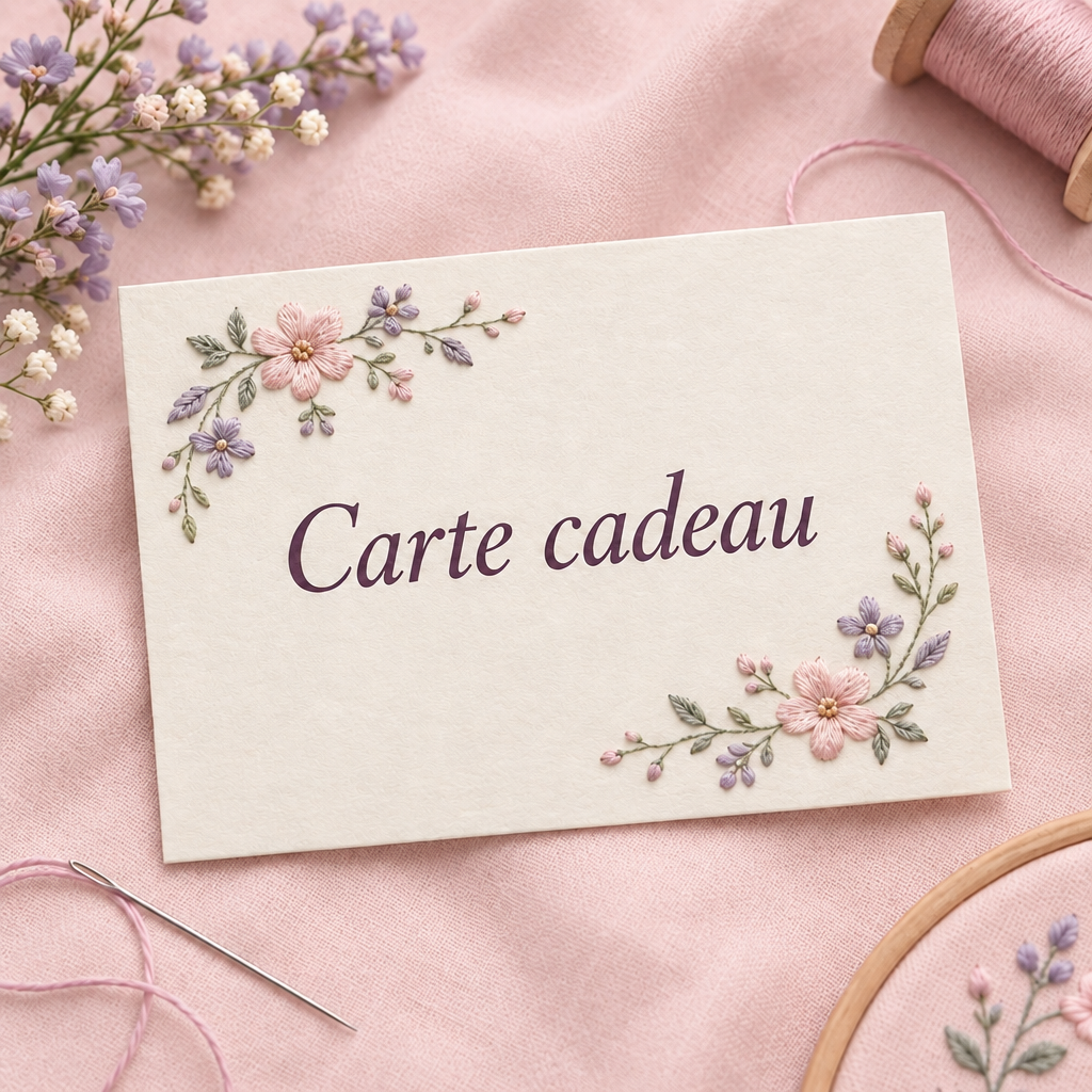 Carte-cadeau sur fond rose, visuel en préparation